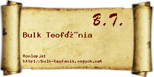 Bulk Teofánia névjegykártya